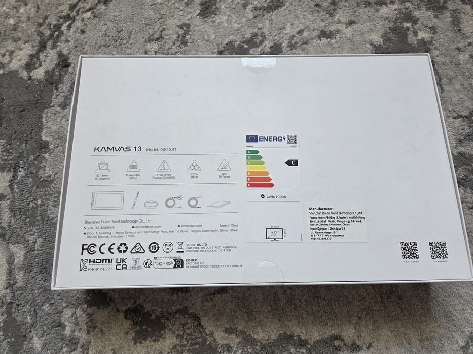 Tablet graficzny z ekranem HUION Kamvas 13 | Stan BDB / Komplet