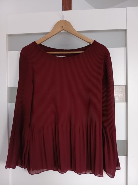 Burgundowa bluzka elegancka plisowana r.L