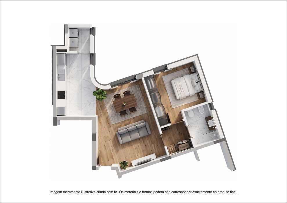 Apartamento T1 em construção com lugar de garagem na Maia