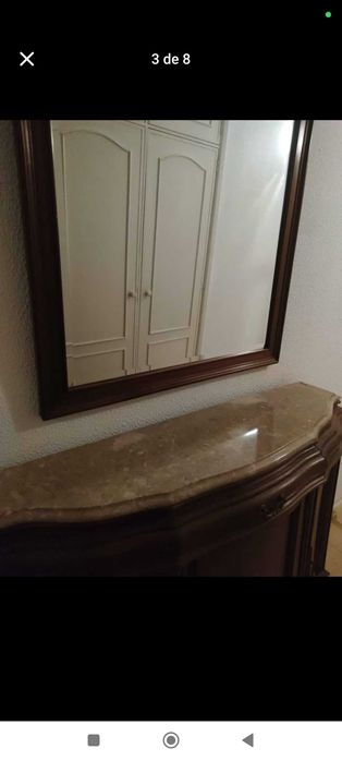 Aparador em madeira e mármore + Espelho