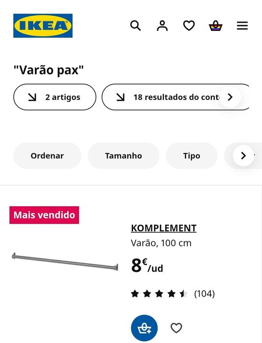 Roupeiros pax - acessórios