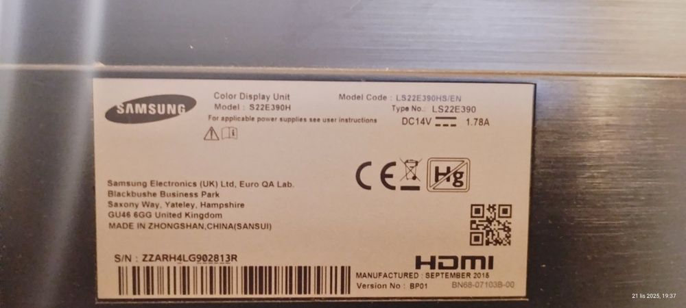 monitor Samsung s22e390H