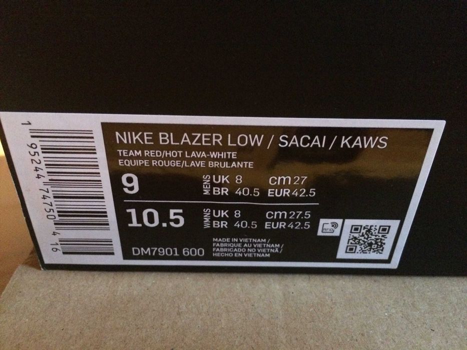 NOWE Nike Blazer Low Sacai Kaws Red r.42,5 (9 US)