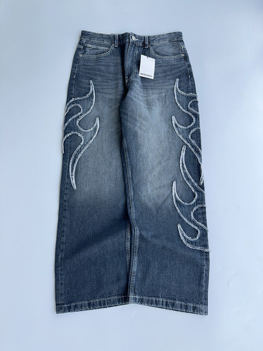 Широкі Джинси Bershka Baggy з нашивкою Бершка Беггі Скейтер Skater