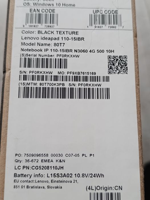 laptop lenovo Ideapad 110-15IBR notebook