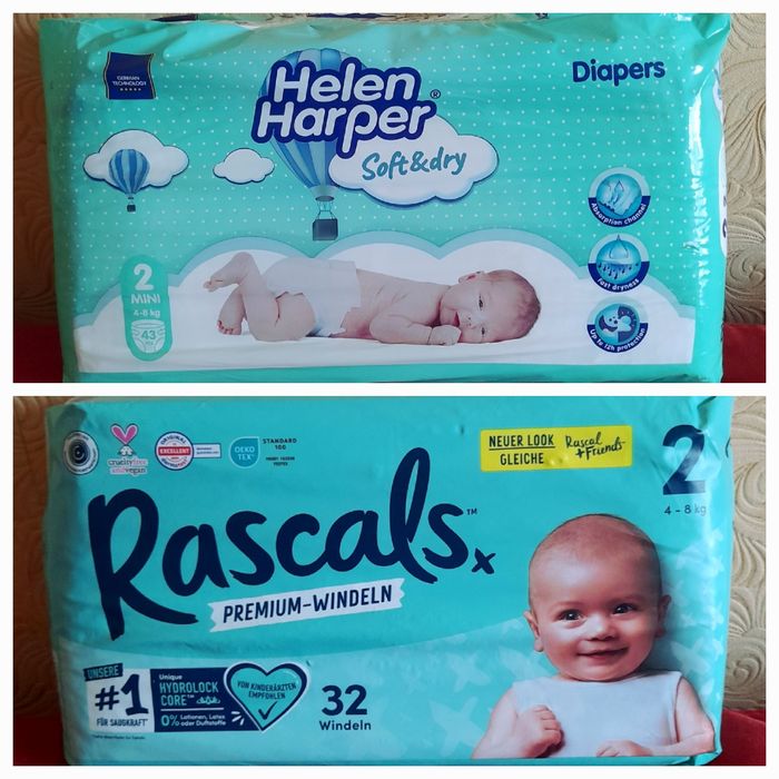 Памперсы 2 размер Pampers, Helen Harper, Elkos Baby, Mamia, Giggles, Lilidoo.  Підгузники.