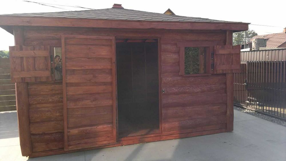 Domek narzędziowy drewniany z pół-bali o wym 325 x 210 cm