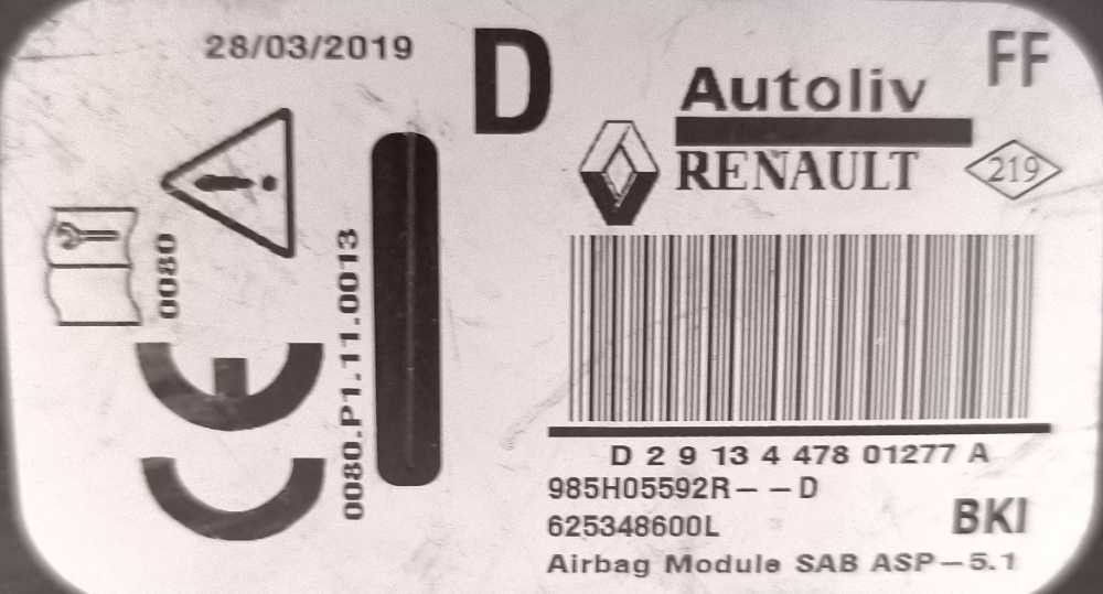 Airbag Banco Direito RENAULT CLIO IV (BH_) ano 2012