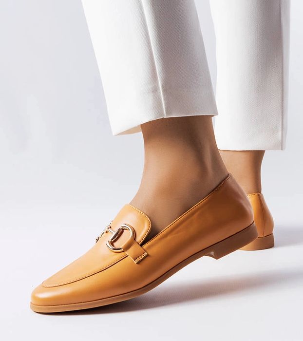 Brązowe mokasyny na płaskim obcasie Jomphe