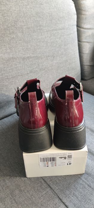 Półbuty Parrotto lakierowane 41, skóra naturalna, mary jane, platforma