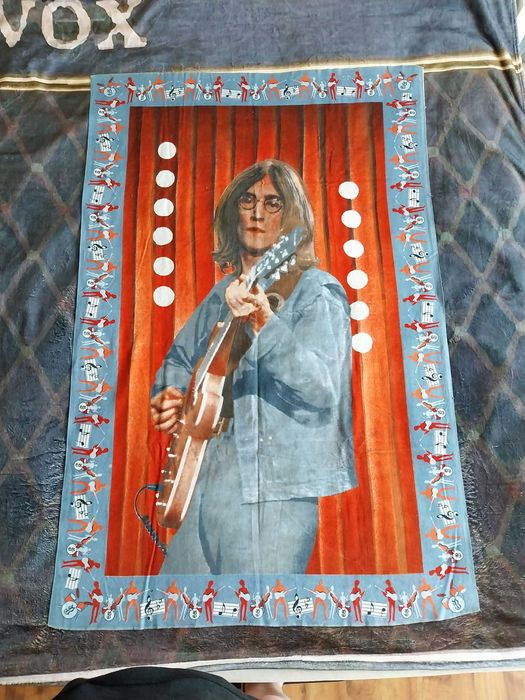 Rzadki gobelin  Vintage JOHN LENNON  and  Epiphone Casino THE BEATLES A.T.C. Nowy Jork 1970 rok!!!!!