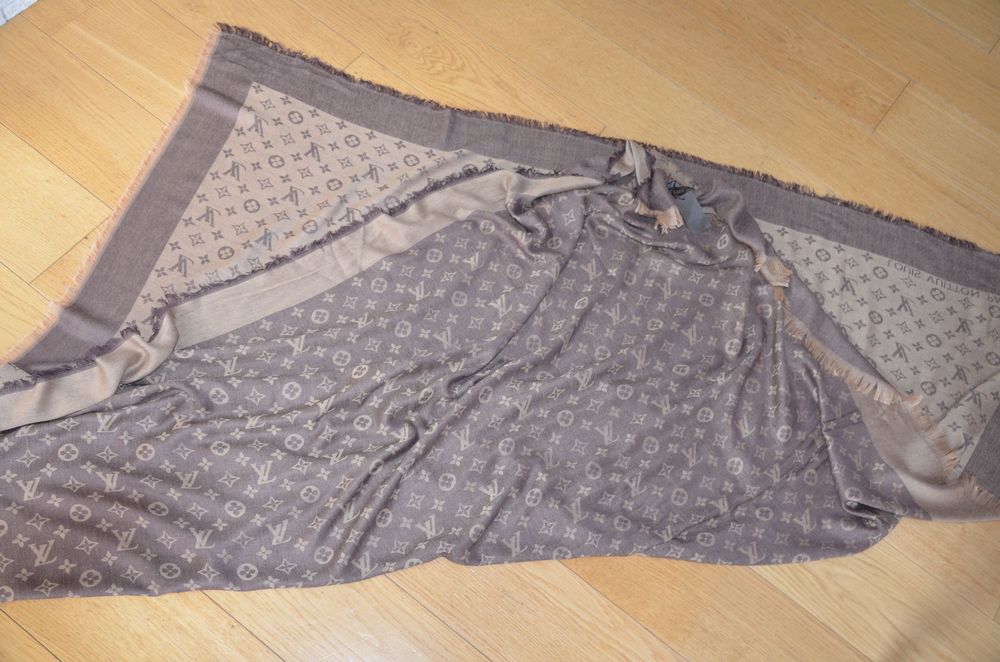 chusta/apaszka 143 x140 kaszmir wool  brązy LV