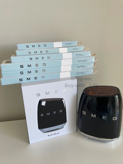 Ножі Smeg + підставка в повному пакуванні кольори в асортименті