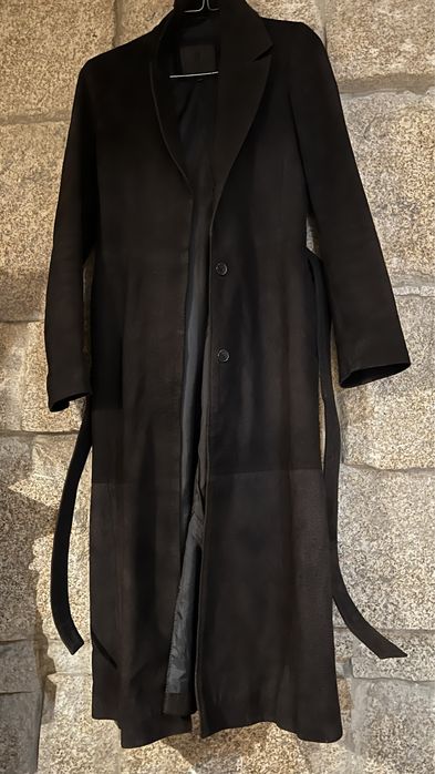 Casaco Massimo Dutti comprido pele camurca