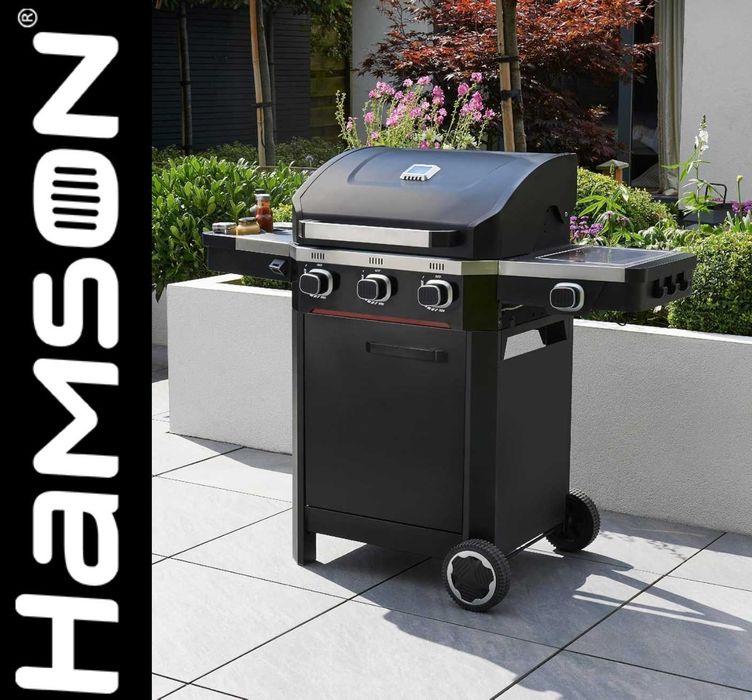 Grill Gazowy Ogrodowy ŻELIWNY Ruszt Nierdzewny Hamson 13,2kW 3+1 Mocny