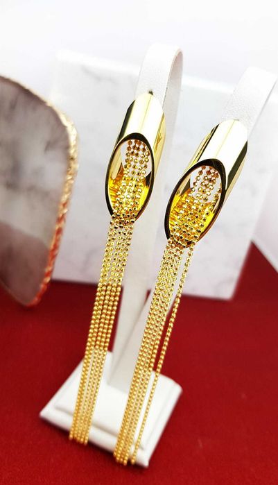 Srebrne pozłacane kolczyki z łańcuszkami