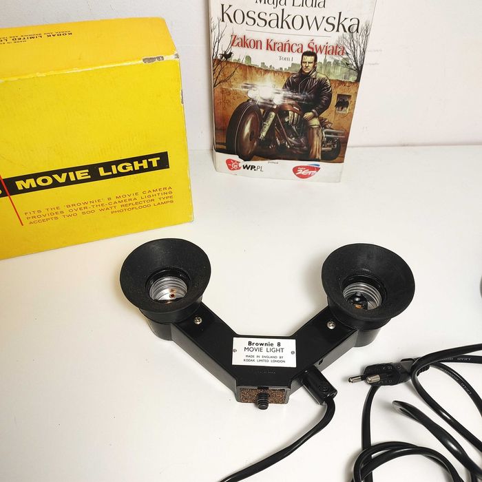 Zabytkowa Lampa Filmowa KODAK Brownie 8 Movie Light z Pudełkiem