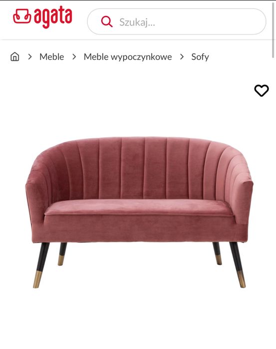Rózowa sofa welurowa