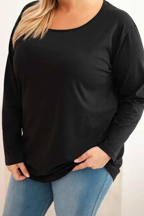 Bluzka damska Plus Size z dekoltem w łódkę czarna 2XL/3XL