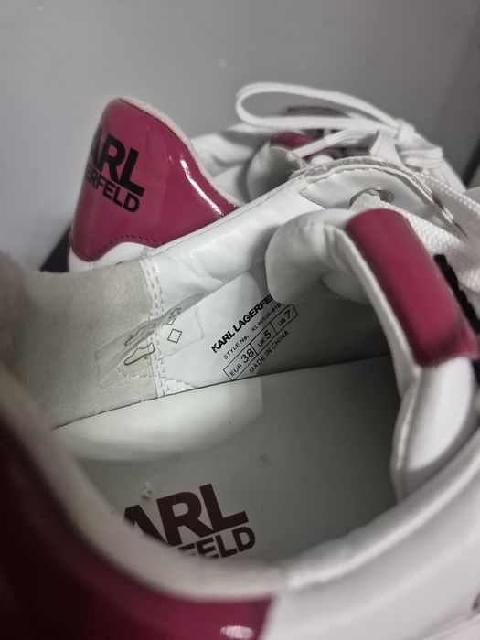 Karl Lagerfeld Kapri Ikon Sketch Lo Lace sneakersy białe burgundowe r. 38