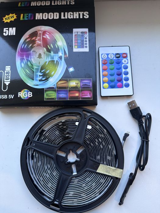 LED стрічка RGB 5м з пультом USB | Підсвітка кімнати