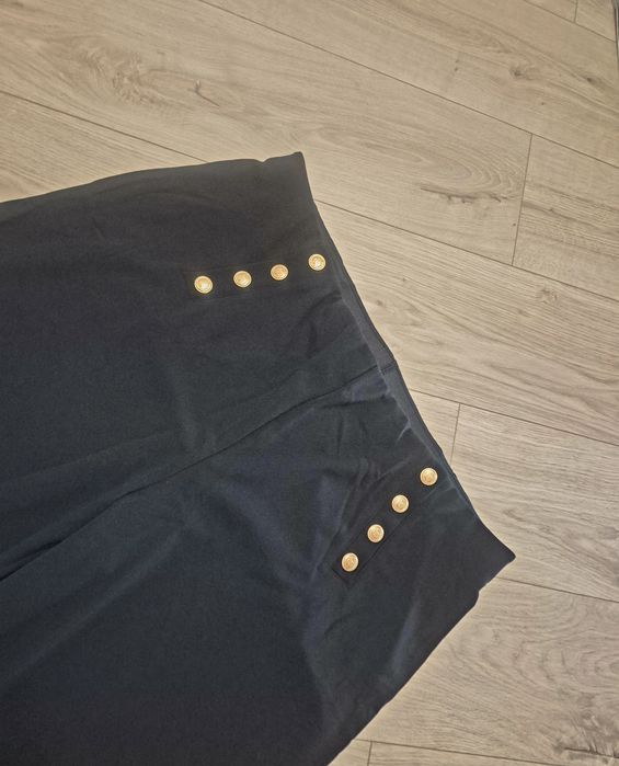 Granatowe szerokie spodnie dżersejowe plussize 56-58 H&M