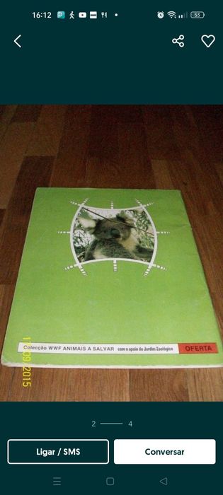 Caderneta de cromos da Panini WWF animais a salvar