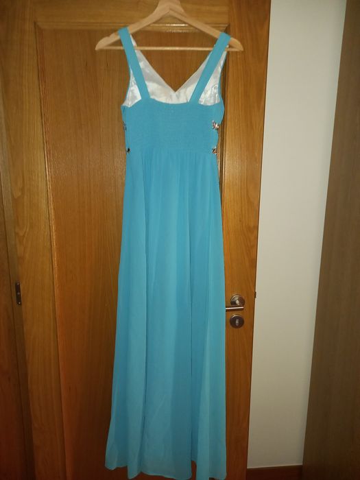 Vestido de cerimónia azul turquesa
