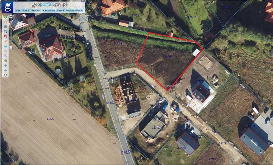 Działka budowlana 1206 m² –uzbrojona, Aleksandrowo- Strzelce Górne