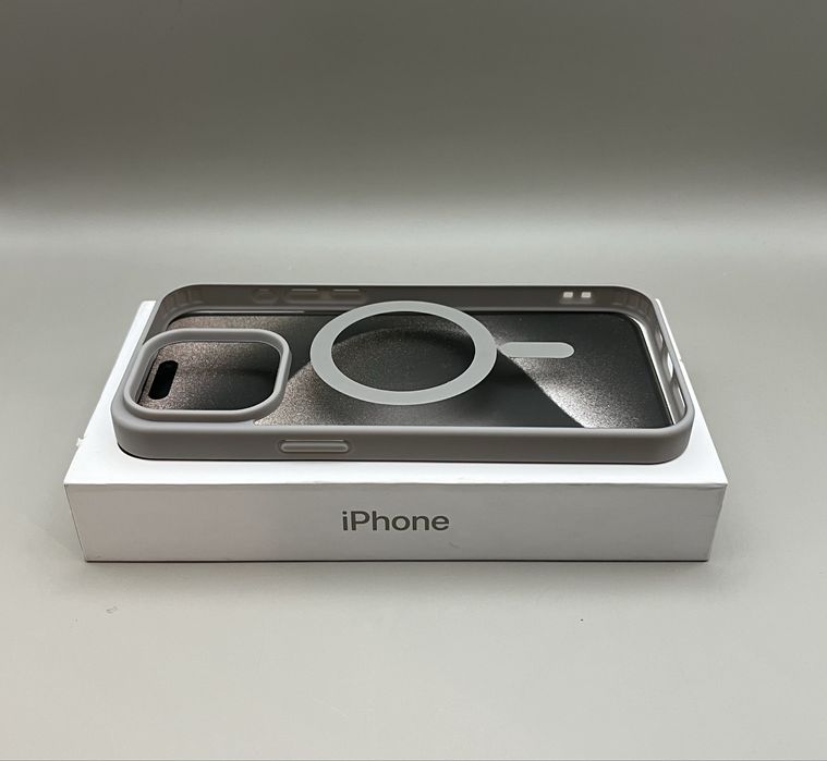 Чехол iPhone 15 Pro Max Grey MagSafe, 14 Pro Max серый, не желтеет