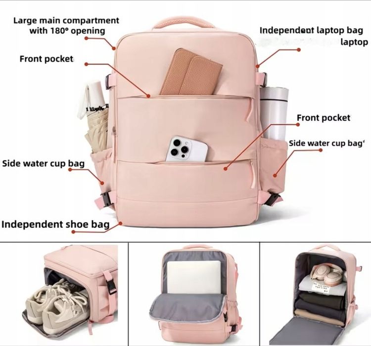 Plecak 40x30x20 różowy ryanair wizzair