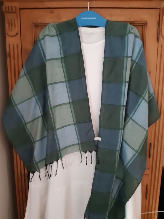 Solar elegancki, zwiewny szal z klasą twarzowa zieleń & błękit