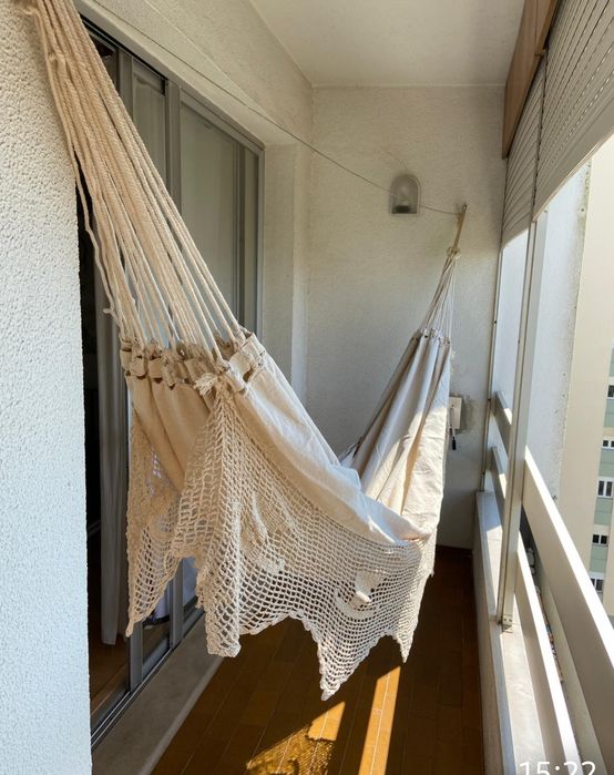 Rede artesanal Nordeste do Brasil em algodão (nova + kit fixação)