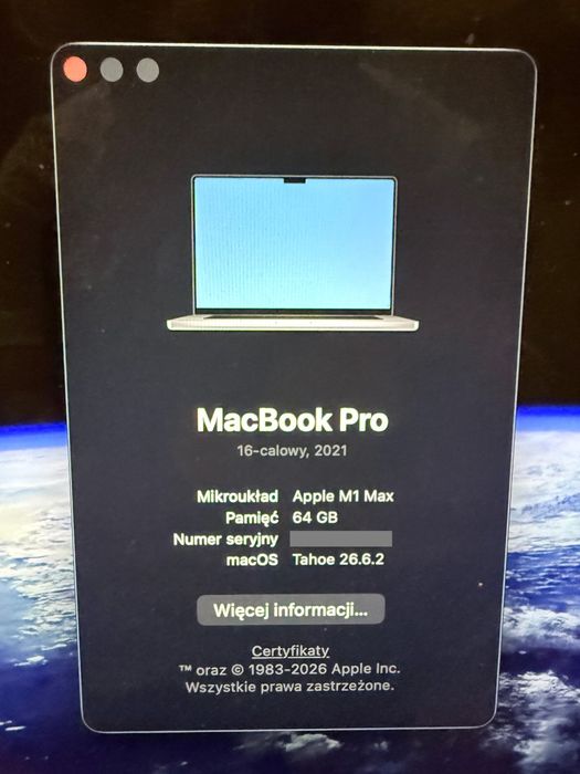 MacBook Pro 16″ M1 Max / 64 GB RAM / 2 TB SSD / 24‑GPU