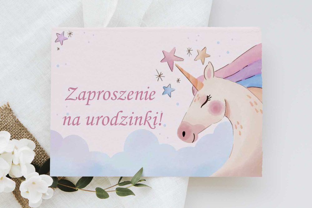 Zaproszenie na urodziny Jednorożec A6