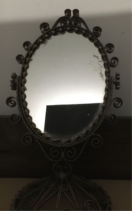 Stare lusterko PRL masywne Styl Filigran