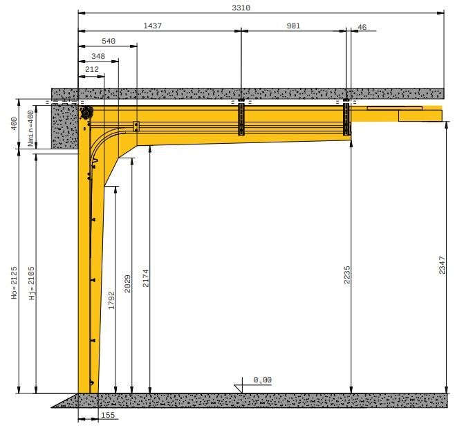 Brama segmentowa 2500x2125 UniTherm Wiśniowski z napędem od ręki