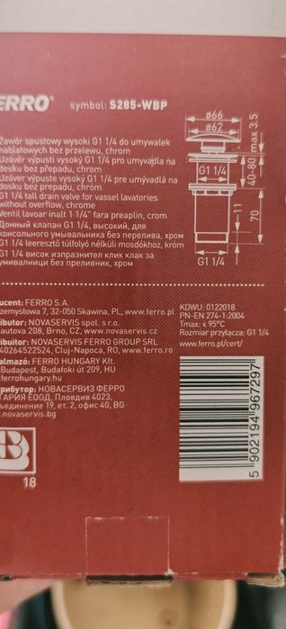 Syfon łazienkowy Ferro klik klak