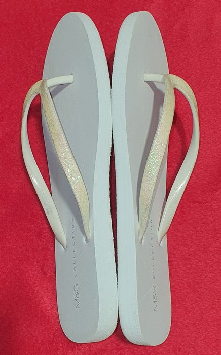 NOWE klapki japonki białoseledynowe Marks & Spencer, roz. 36 / 24 cm