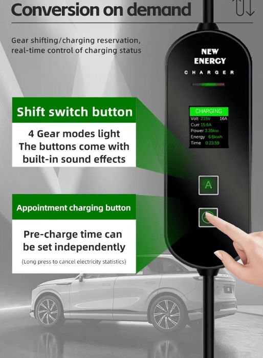 Carregador Portatil EV Bomern 16A 3.5KW Ecrã 1.3″
