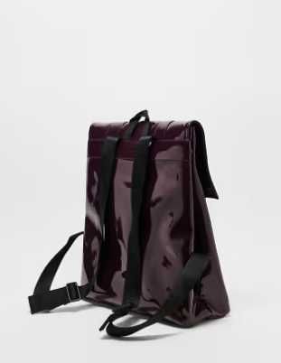 Лімітований рюкзак RAINS зі штучної лакованої шкіри кольору бордо