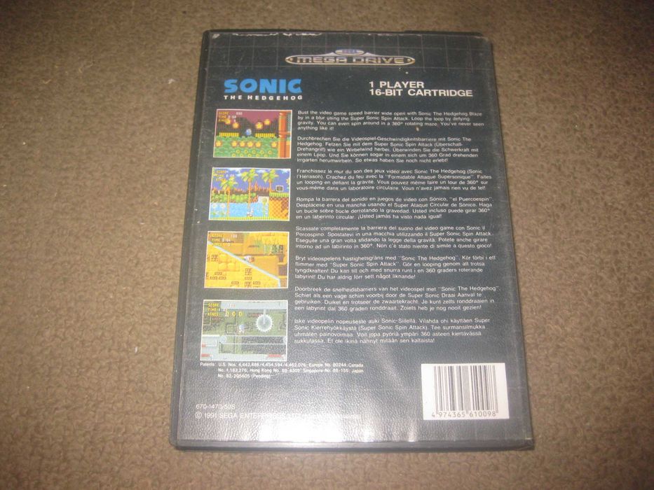 Jogo "Sonic" para Sega Mega Drive/Completo!