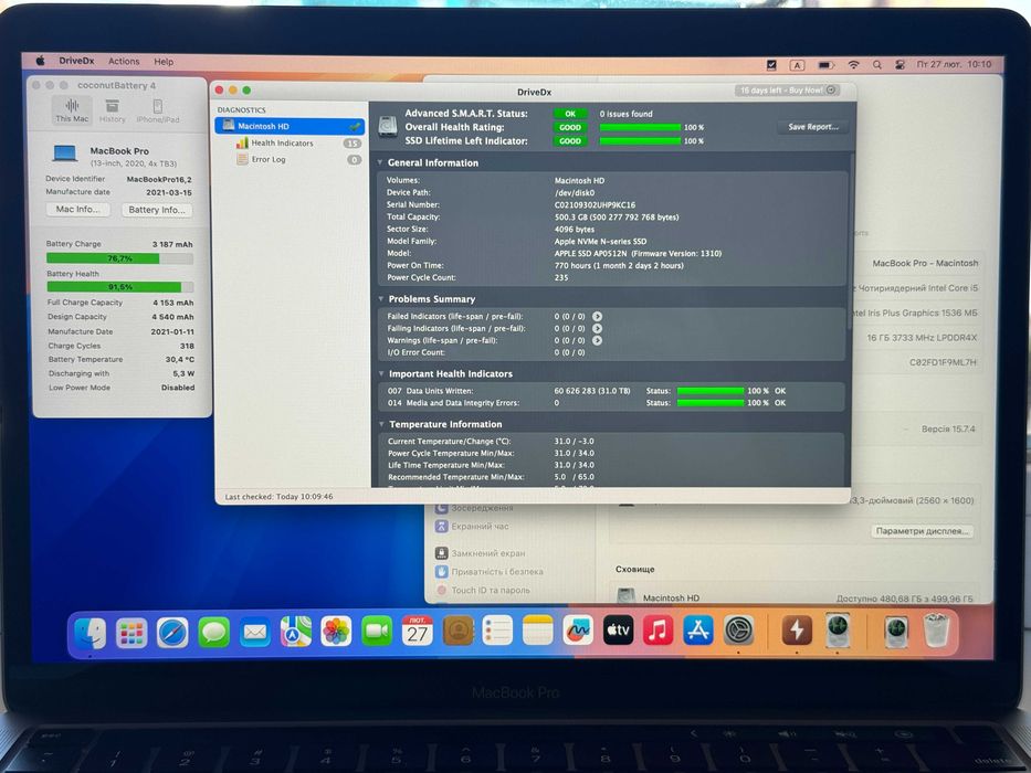 MacBook Pro 13" 2020 2.0Ghz i5 16/512 (А2251)