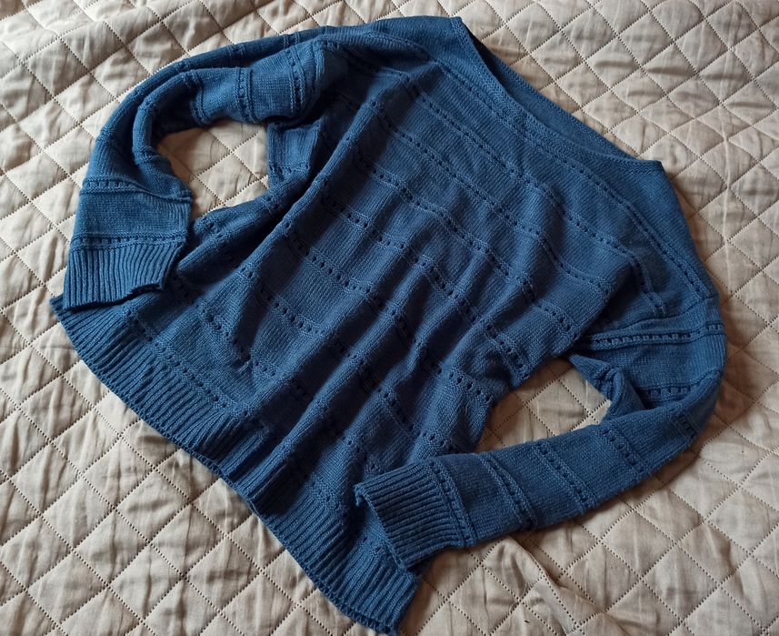 Sweterek milutki ażurowy navy blue XL 42 j.nowy