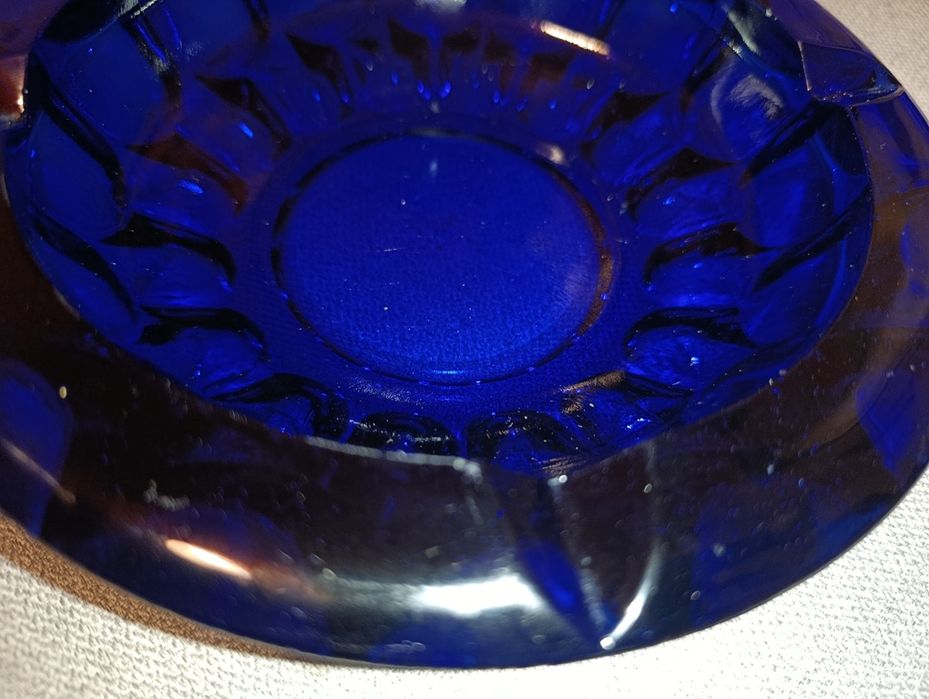 Cinzeiro Vidro Azul Vintage