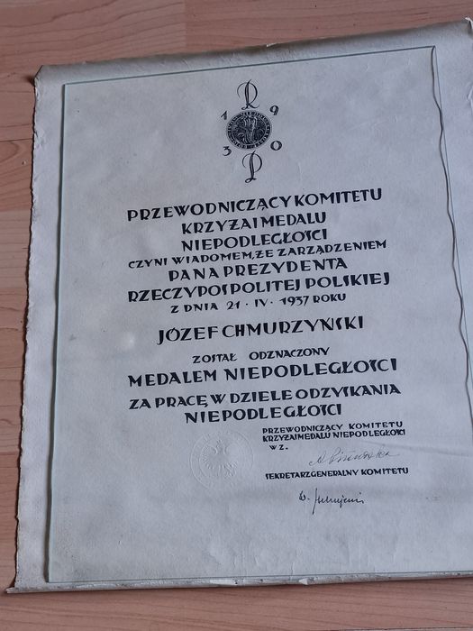 Medal Niepodległości IIRP 1937 r. komplet