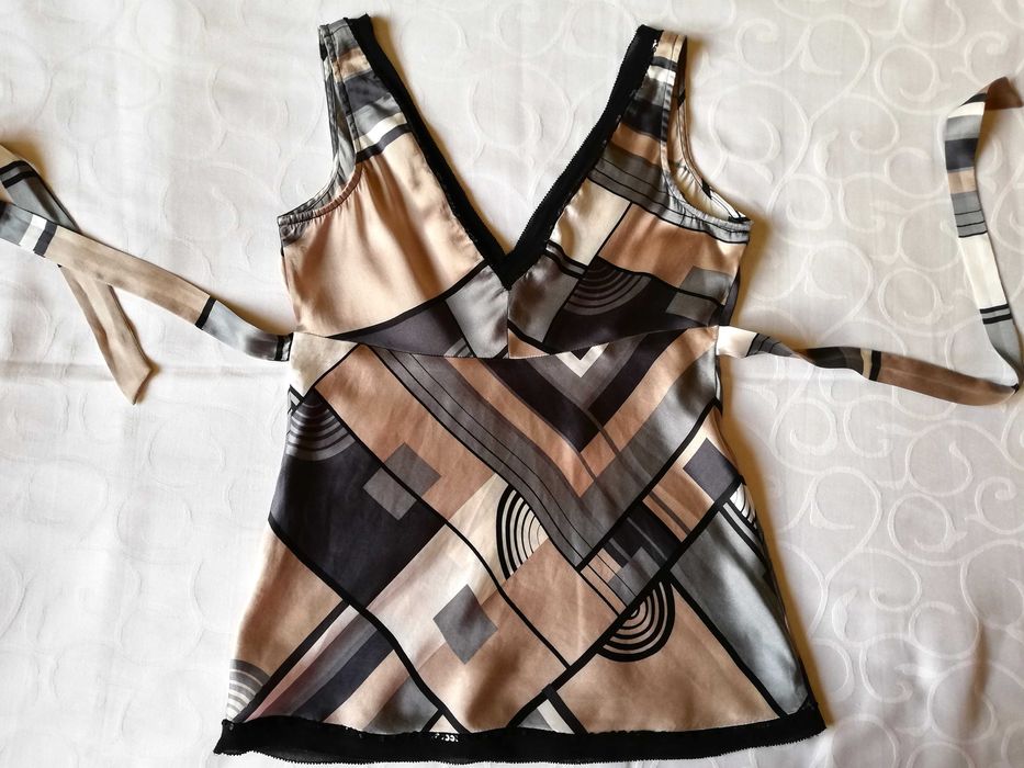 Top wiązany bluzka jedwabna damska XS / 34 jedwab naturalny 100%