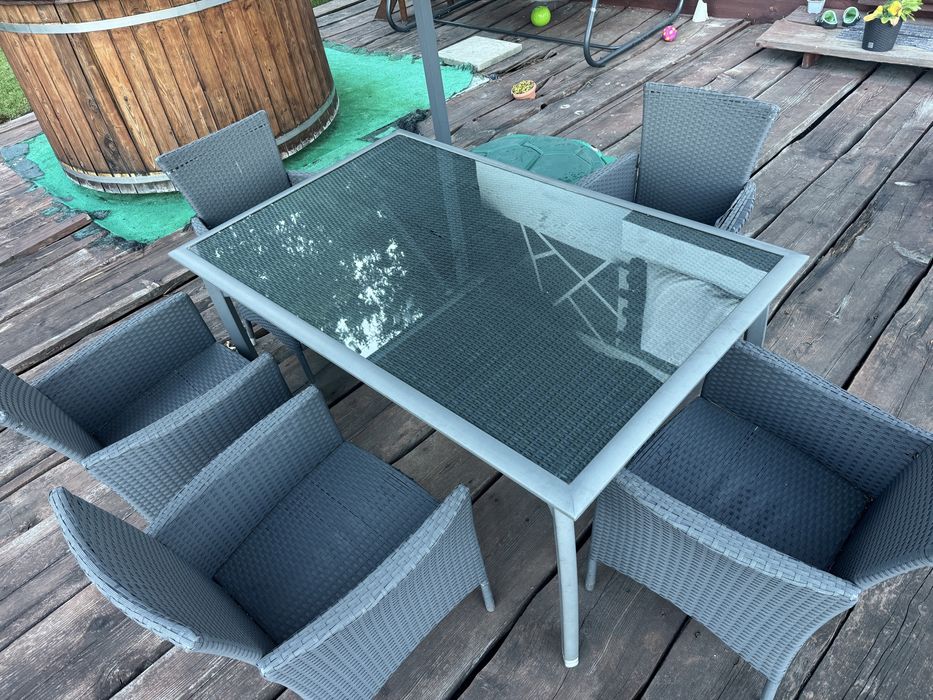 Zestaw ogrodowy stół + 4 krzesła rattanowy rattan