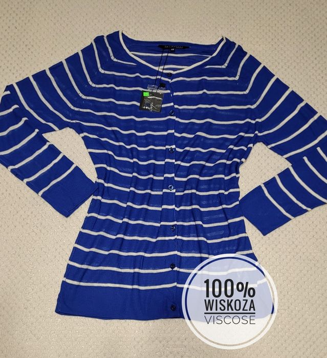 Nowa piękna bluzka damska cienki sweterek zapinany na guziki wiskoza