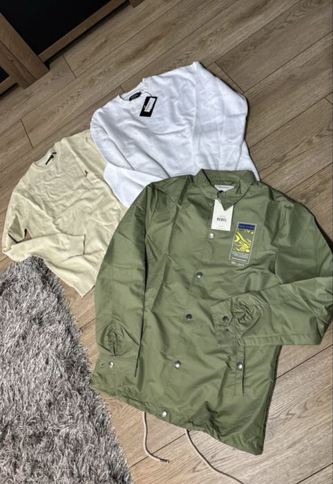 kurtka Rebel , bluza Boohoo sweter Brave Soul r M cały zestaw
